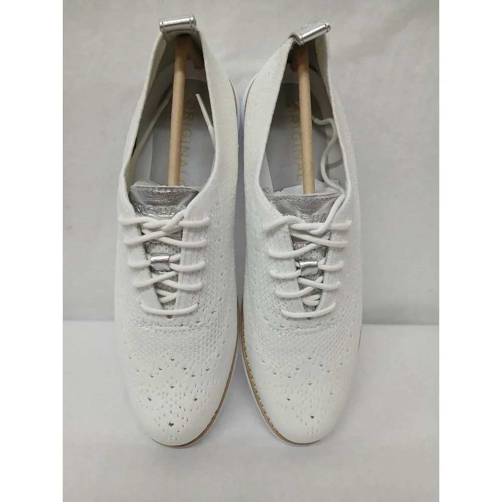 Cole Haan Womens Grand Stitchlite Wingtip Oxford White Knit Shoe W11514 Size 8.5